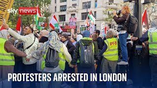 Police arrest 17 protesters during London demonstrations over Middle East conflict [upl. by Fattal]