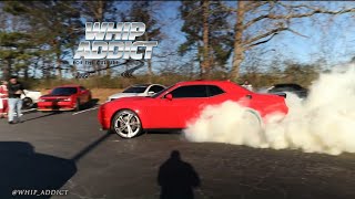 WhipAddict ATL V8 Gang Hellcat 392 Scat Pak Challenger Widebodys Holden SS Burnouts  285 Flea [upl. by Leupold337]