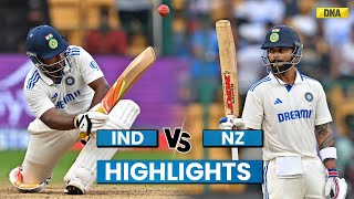 IND Vs NZ Highlights 1st Test Kohli Sarfaraz Lead Indias Fightback After NZ Takes Massive Lead [upl. by Adnovoj]