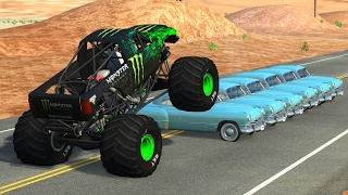 Beamng drive  Monster Truck Crashes crushing cars jumps fails 2 [upl. by Suu84]