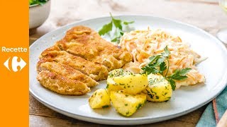 Médaillon de veau pané chou blanc carottes et pommes de terre persillées [upl. by Reerg]