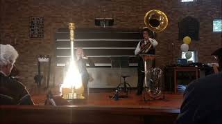 Ferd van Gestel sousaphone and Regina Ederveen harp 2 gospelsongs [upl. by Aihsyak]