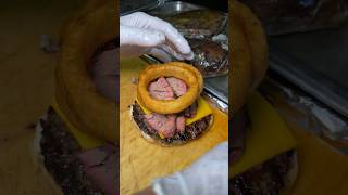 Could you finish this massive BBQ BRISKET BURGER burger bbq brisket [upl. by Doble]