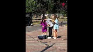 A social experiment with a pregnant woman and heavy bags shorts [upl. by Ardnuahs]