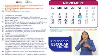 CALENDARIO ESCOLAR 20242025  Noviembre 2024Ministerio del Poder Popular para la Educación MPPE [upl. by Lechner]