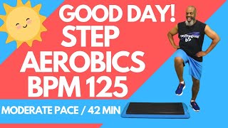 New Step Aerobics Basic Workout  BPM 125  42 Minutes  Easy Moves You Can Learn and Do [upl. by Heger]