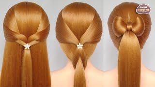 Easy Ponytail Hairstyle For Girls  Bow Hairstyle For Outgoing  Simple Hairstyle For Everyday [upl. by Enitsirhc]