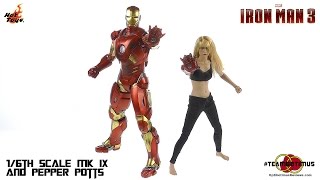 Hot Toys Iron Man 3 Pepper Potts and MK IX Video Review [upl. by Harod]