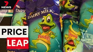 Cadbury doubles prices of Freddo Frog and Caramello Koala chocolates  7NEWS [upl. by Walworth]