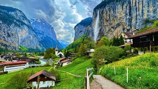 Lauterbrunnen Switzerland 4K  heavenly beautiful village in Switzerland  paradise on Earth [upl. by Thanasi581]