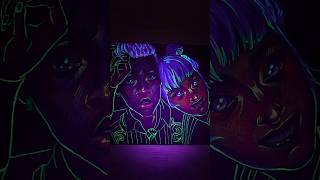 Drawing Ekko amp Powder from Arcane with a Glass Pen in the Dark  Dark Neon Art  League of Legends [upl. by Loar]