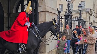 Kings Horse TAKES CHILDS TOY then spits it out Guard is not amused [upl. by Ydorb]