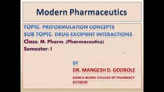 Drug excipient interactions part 4 Preformulation studies [upl. by Lunetta]