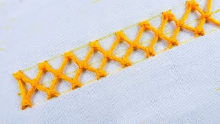 basic hand embroidery tutorial knotted diamond stitch knot stitch family [upl. by Adnawat]