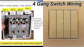 How To Install 4 Gang 1 Way Switch  Four Way Switch [upl. by Nerro]