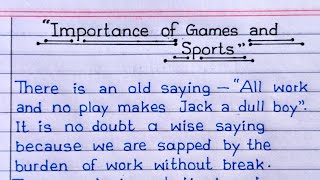 Essay On Importance Of Games And Sports  Importance Of Games And Sports Essay In English [upl. by Krever]