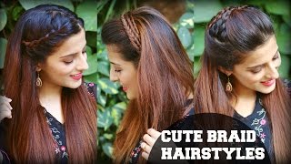 3 CUTE amp EASY Everyday Headband Braid Hairstyles for School College Work  Indian Hairstyles [upl. by Ayoj]