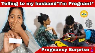 Telling to my husband Im Pregnant🥹🤰🏽Pregnancy Surprise to HusbandTamilpaviLoveprasanth [upl. by Pierette]