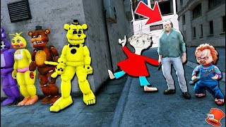 CAN GOLDEN FUNTIME FREDDY amp ANIMATRONICS HIDE FROM JASON PLAYTIME amp CHUCKY GTA 5 Mods FNAF [upl. by Irmine]