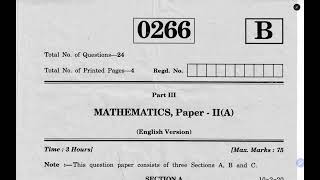 TS inter 2nd year Maths 2A 2023 March question paper Telangana Intermediate IPE Mathematics 2A [upl. by Adelaide]