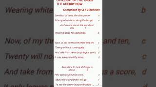 Loveliest of Trees the Cherry Now By A E Housman [upl. by Lynn629]