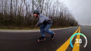 Going Downhill on Inline Skates  with GPS Speed tracking [upl. by Halsy]