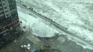 Powerful Waves Flood Streets in Busan South Korea [upl. by Ellebasi]