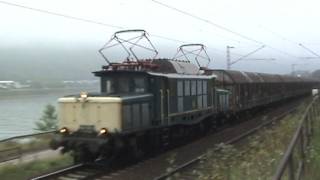 A German Crocodile and other trains at KampBornhofen on the right Rine line [upl. by Idnas308]