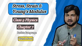 Stress Strain and Youngs Modulus Class 9  9th Physics Chapter 7  Pashto Language [upl. by Viridis]