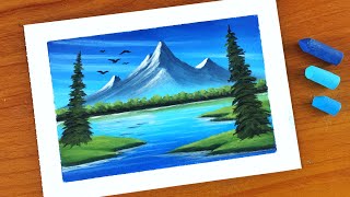 Easy Oil Pastel Nature painting for beginners  Oil Pastel Drawing Landscape [upl. by Acinhoj]