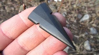 Making a Slate Arrowhead  Stone Knives and Tools in Action [upl. by Auhsuoj800]