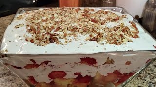 How I make a Layered Strawberry Punch Bowl Cake Cooking With Linda Jane [upl. by Yevi]