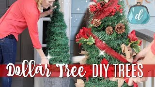 DOLLAR TREE CHRISTMAS DIYS 🎄 Giant Porch Trees for CHEAP [upl. by Wilscam]