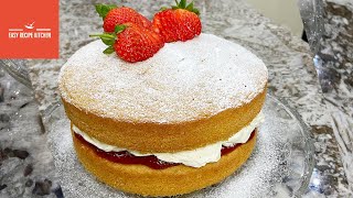 How To  Easy Classic Victoria Sponge Cake Recipe [upl. by Jt140]