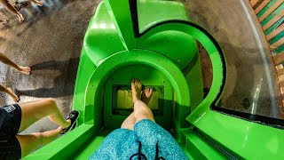 Extreme TRAPDOOR Water Slide quotWolf Tailquot  Great Wolf Lodge SoCal [upl. by Fillian630]