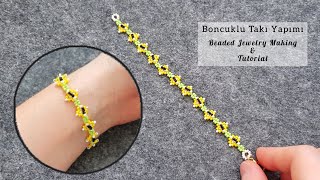 Kum boncuk bileklik yapımı Ant path bracelet making with only seed beads Beads jewelry tutorial [upl. by Fedirko96]