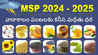 MSP 2024  2025 💲వానాకాలం పంటలకు కనీస మద్దతు ధర msp support price farmer crops agriculture [upl. by Mullac]