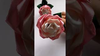 Handmade diy ribbon rose flowershandmade handmadegifts flowers gift ribbon rose handmadecraft [upl. by Thomasin]