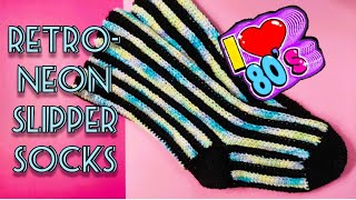 How to Crochet Retro Neon Slipper Socks [upl. by Eissirc98]