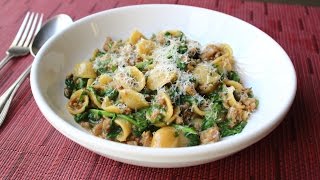 “One Pan” Orecchiette Pasta with Sausage and Arugula  How to Cook Pasta amp Sauce in One Pan [upl. by Inaffit697]