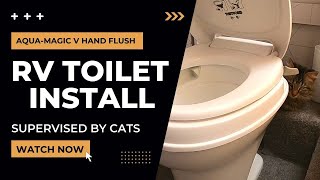 RV Toilet Unboxing and Install  AquaMagic V Hand Flush [upl. by Llewkcor456]