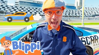 Blippi Becomes a NASCAR Racer Educational Videos for Toddlers [upl. by Aivekahs]