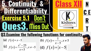 Continuity And Differentiability Maths  Exercise 51 Q3 [upl. by Procto]