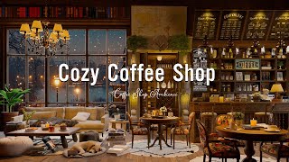 Inviting Coffee Shop with Cozy Jazz Ambiance Overlooking a Beautiful Winter Scene [upl. by Onailime]