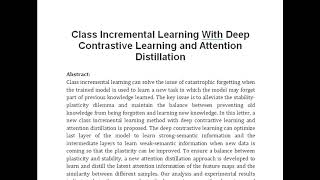 Class Incremental Learning With Deep Contrastive Learning and Attention Distillation [upl. by Esnahc89]