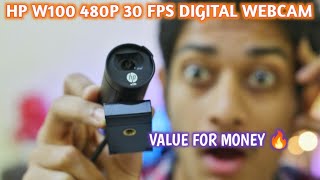 HP w100 480P 30 FPS Digital Webcam with Builtin Mic  Unboxing And Review 🔥🔥🔥 [upl. by Alaekim]