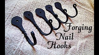 Beginner Blacksmith Projects Forging a Hook  Horseshoe Nail Crafts [upl. by Gay113]