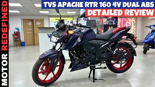 Finally 2024 TVS Apache RTR 160 4V Dual Channel ABS Review  On Road Price Mileage amp Changes [upl. by Gran]