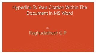 How to create hyperlink to your citation within the document in MS Word [upl. by Assennev]