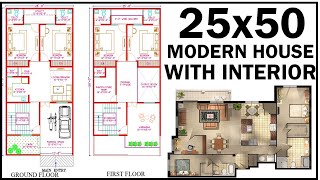 25X50 House Plan With Interior  East facing House plan  Gopal Architecture [upl. by Neelhtak]